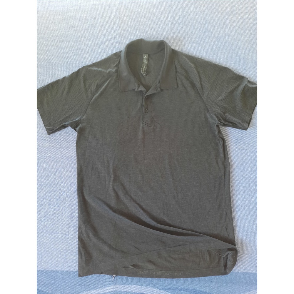 Lululemon Metal Vent Tech Polo Shirt Mens Large Gray Green Short Sleeve Golf Top